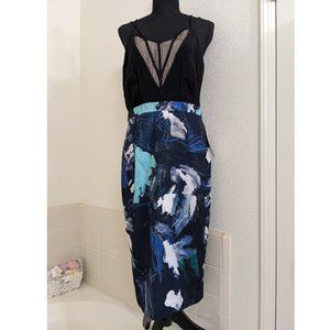 Chelsea28 Sketch Floral Print Spaghetti Strap Dress - Black/Navy Blue - NWT